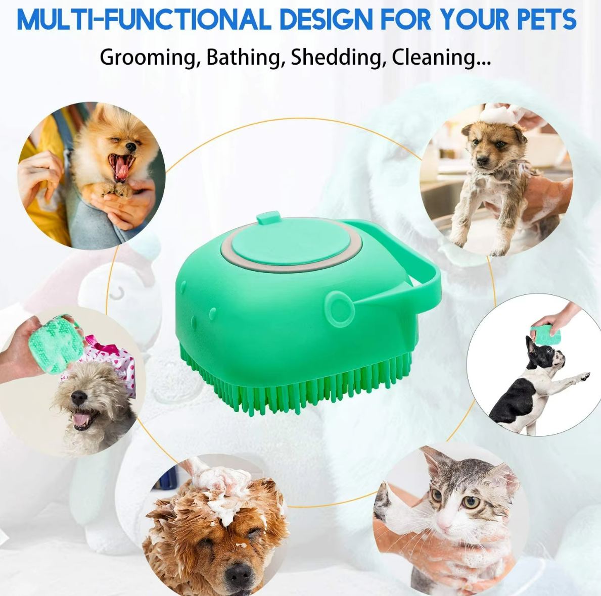 Pamper Your Pet with a 2-in-1 Dog & Cat Shampoo Brush and Massage Comb – Perfect Grooming Tool!